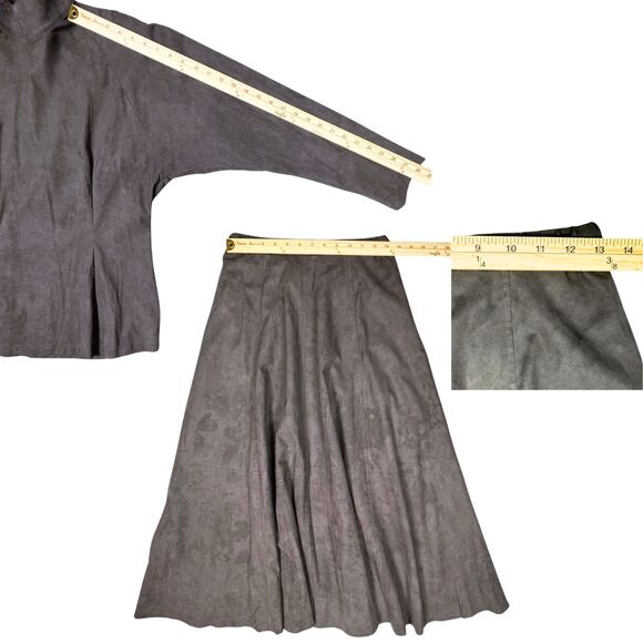 Weathervane Suedemark Womens Suede 2Pc Blouse/Skirt Washable Gray/Brown Vtg USA - Picture 6 of 9